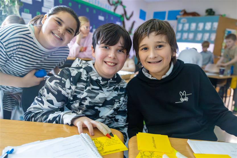 Elementary students doing a light lab